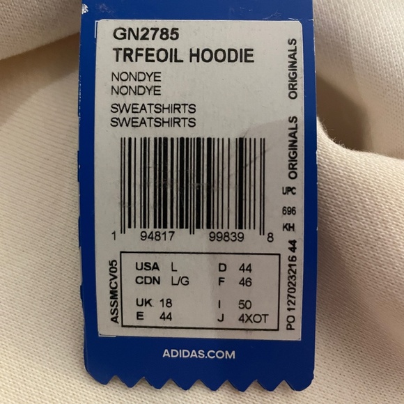 Brand New ADIDAS Adicolor Classics Trefoil Womens No-Dye Organic Hoodie - Picture 8 of 8